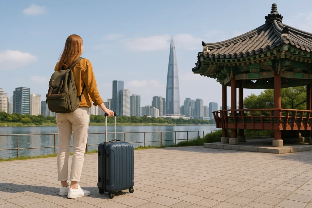 Expat balancing tradition and modern city life abroad 